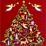 Новогодние салфетки IHR для декупажа 33х33 см, "Елка с рождественским узором", красные 509310